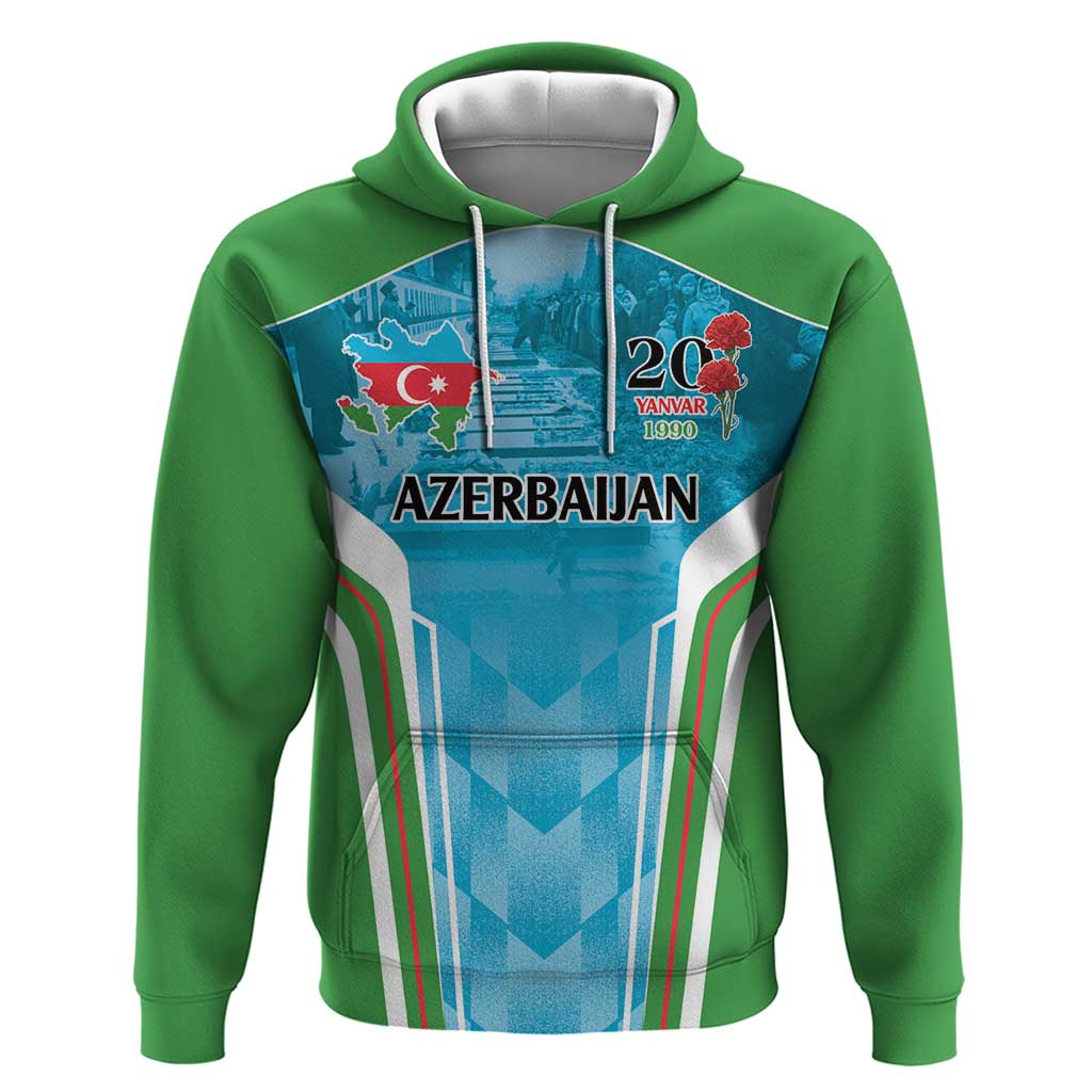 Personalized Azerbaijan Black January Hoodie 20 Yanvar 1990 - Wonder Print Shop