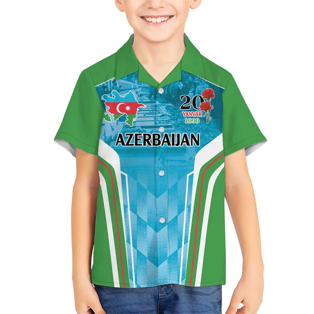 Personalized Azerbaijan Black January Kid Hawaiian Shirt 20 Yanvar 1990 - Wonder Print Shop