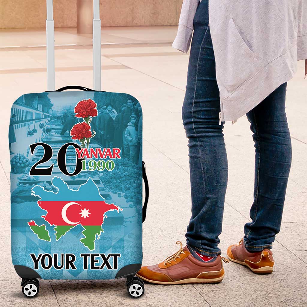 Personalized Azerbaijan Black January Luggage Cover 20 Yanvar 1990 - Wonder Print Shop