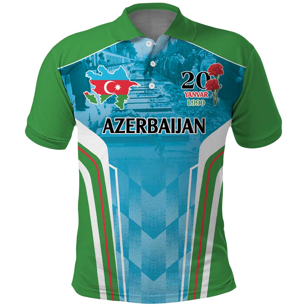 Personalized Azerbaijan Black January Polo Shirt 20 Yanvar 1990 - Wonder Print Shop