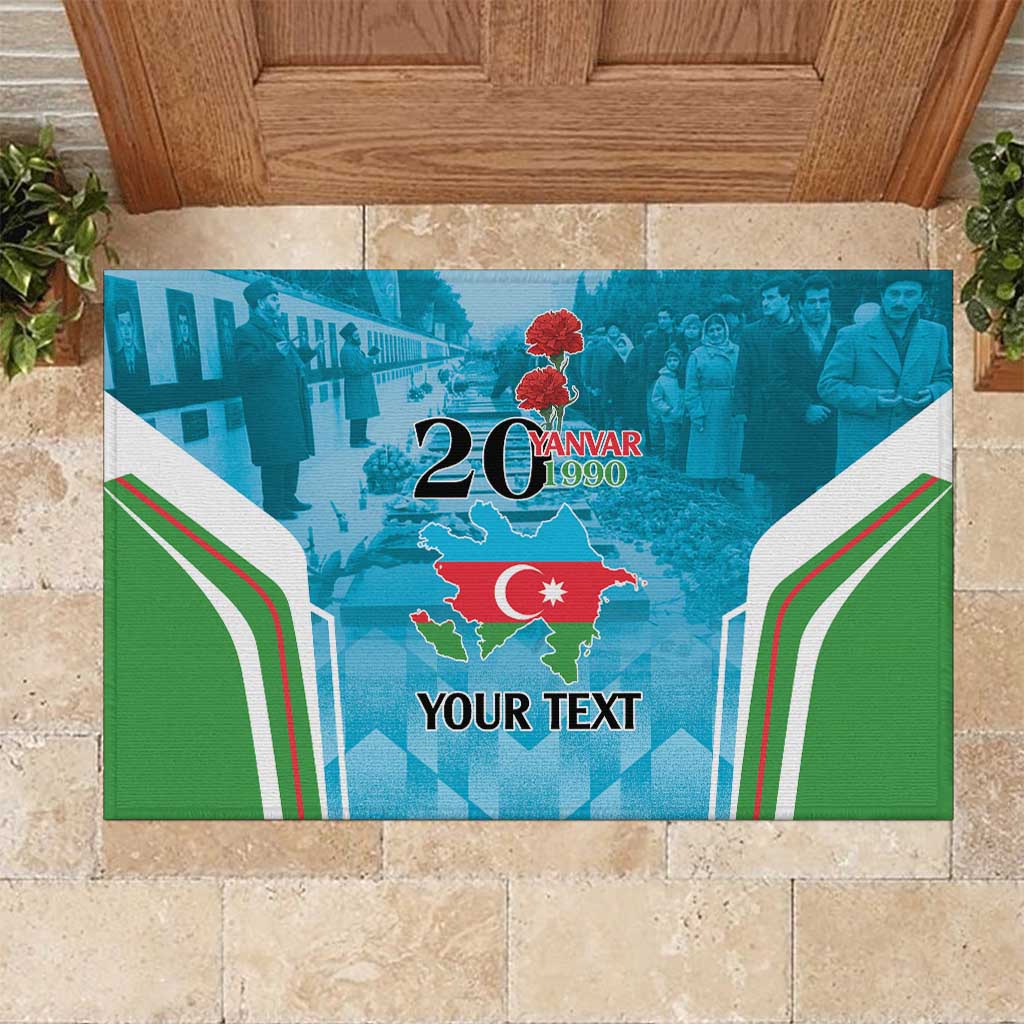 Personalized Azerbaijan Black January Rubber Doormat 20 Yanvar 1990 - Wonder Print Shop