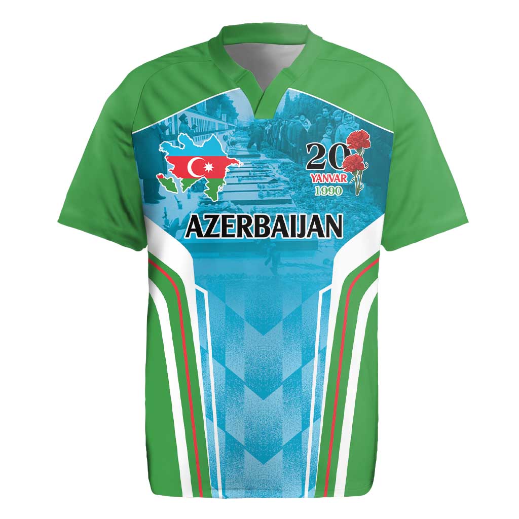 Personalized Azerbaijan Black January Rugby Jersey 20 Yanvar 1990 - Wonder Print Shop