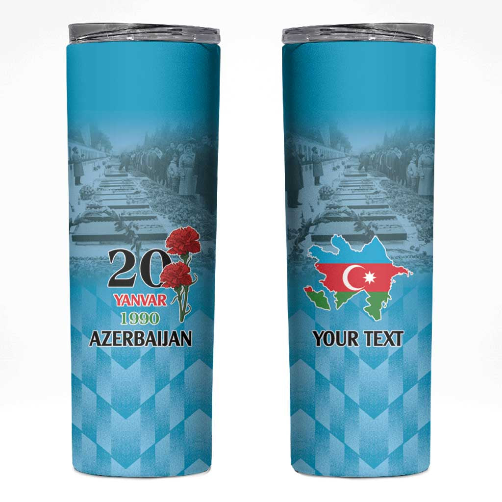 Personalized Azerbaijan Black January Skinny Tumbler 20 Yanvar 1990 - Wonder Print Shop