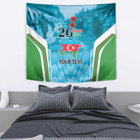 Personalized tapestry showing 20 Yanvar 1990, red/green accents and YOUR TEXT