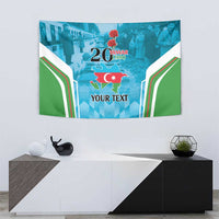 Personalized Azerbaijan tapestry with blue background, Azerbaijan map and YOUR TEXT