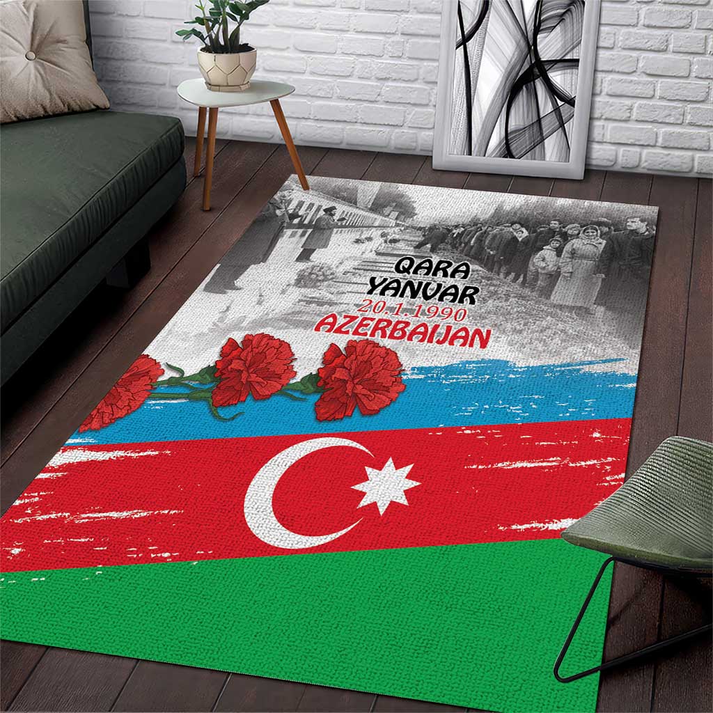 Azerbaijan Qara Yanvar Area Rug with Flag Style