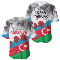 Two baseball jerseys: one shows AZERBAIJAN text, the other QARA YANVAR 20.1.1990.