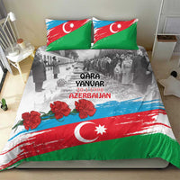 Flag-style bedding set with crescent star, roses, and QARA YANVAR 20.01.1990 text