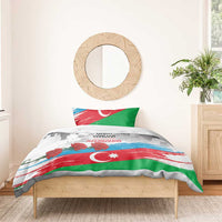 Flag-style duvet bedding set with crescent star, roses, and AZERBAIJAN text