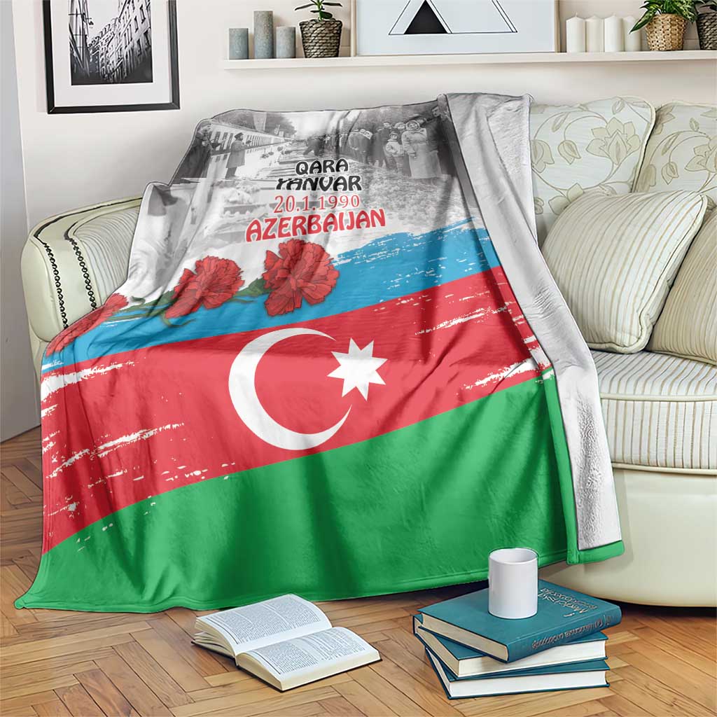 Azerbaijan flag style blanket, red green blue with white crescent and star