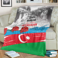 Azerbaijan flag style blanket over armchair, red green blue with crescent star and flowers