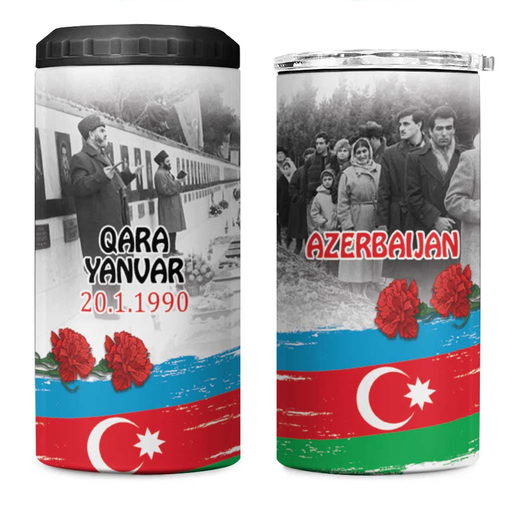 Azerbaijan Qara Yanvar 4 in 1 Can Cooler Tumbler with Flag Style LT9 - Wonder Print Shop