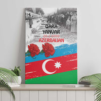 Canvas wall art featuring Azerbaijan flag with crescent and star over Qara Yanvar text.