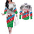 Azerbaijan Qara Yanvar Couples Matching Off The Shoulder Long Sleeve Dress and Long Sleeve Button Shirt with Flag Style