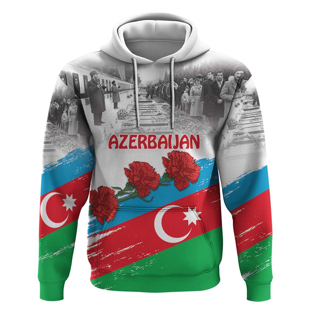 Azerbaijan Qara Yanvar Hoodie with Flag Style - Wonder Print Shop