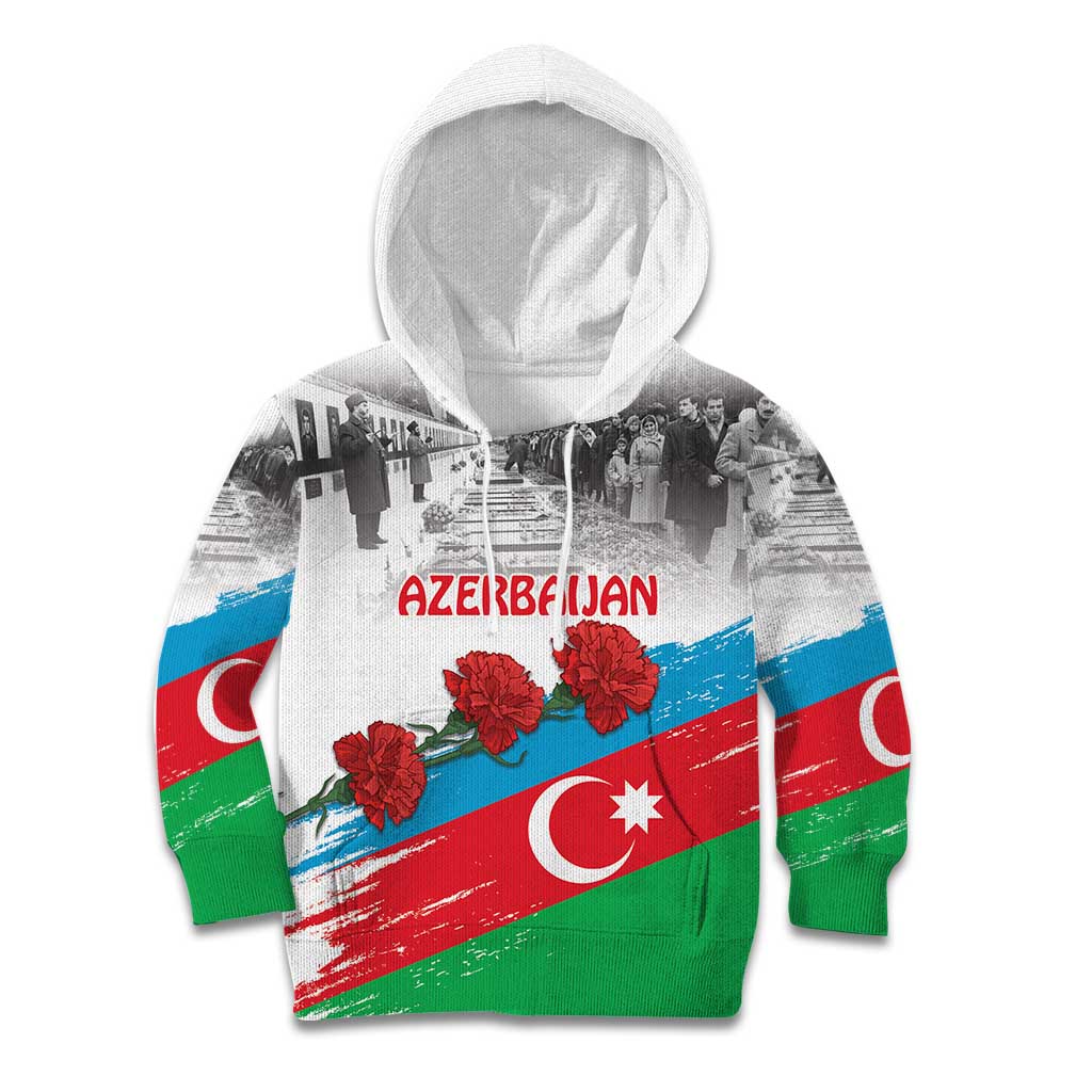 Azerbaijan Qara Yanvar Kid Hoodie with Flag Style - Wonder Print Shop