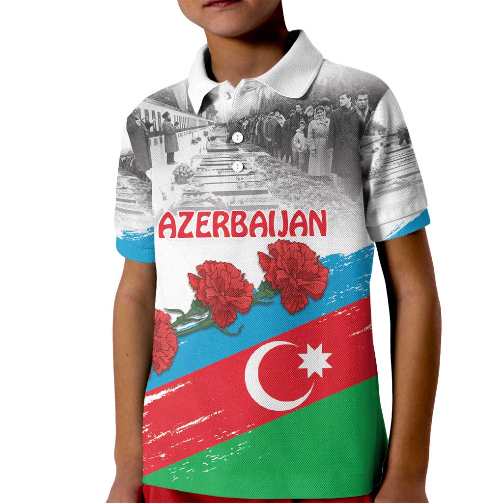 Azerbaijan Qara Yanvar Kid Polo Shirt with Flag Style - Wonder Print Shop