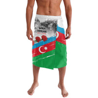 Flag-print sarong lavalava skirt in white, blue, red, and green with emblem