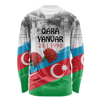 Long sleeve shirt with QARA YANVAR 20.1.1990 text, Azerbaijan flag and flowers