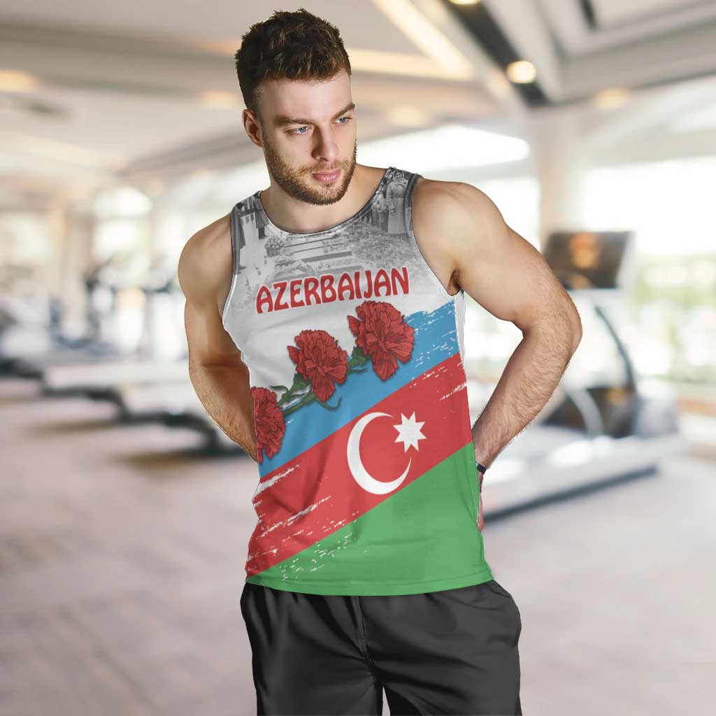 Azerbaijan Qara Yanvar Men Tank Top with Flag Style