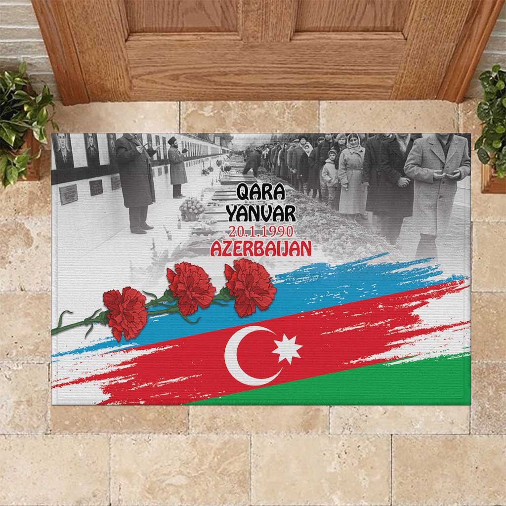 Azerbaijan Qara Yanvar Rubber Doormat with Flag Style - Wonder Print Shop