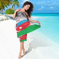 Flag-style Azerbaijan sarong with gray collage, red/green stripes, crescent and star