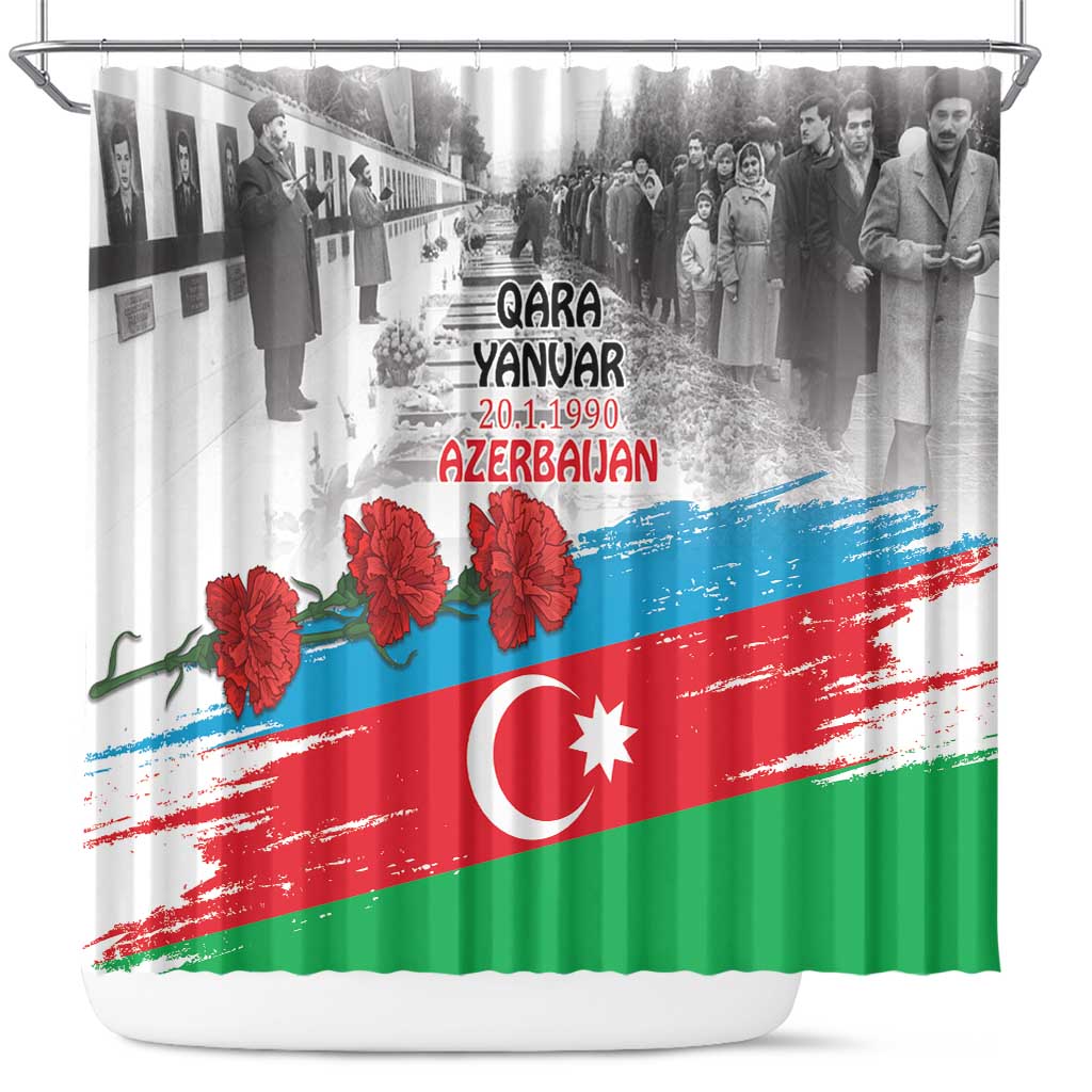 Azerbaijan Qara Yanvar Shower Curtain with Flag Style