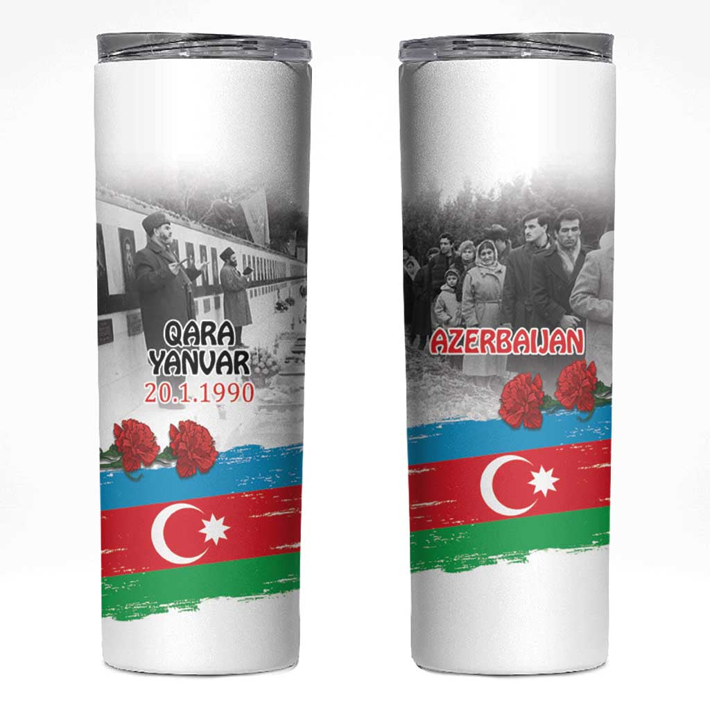 Azerbaijan Qara Yanvar Skinny Tumbler with Flag Style - Wonder Print Shop