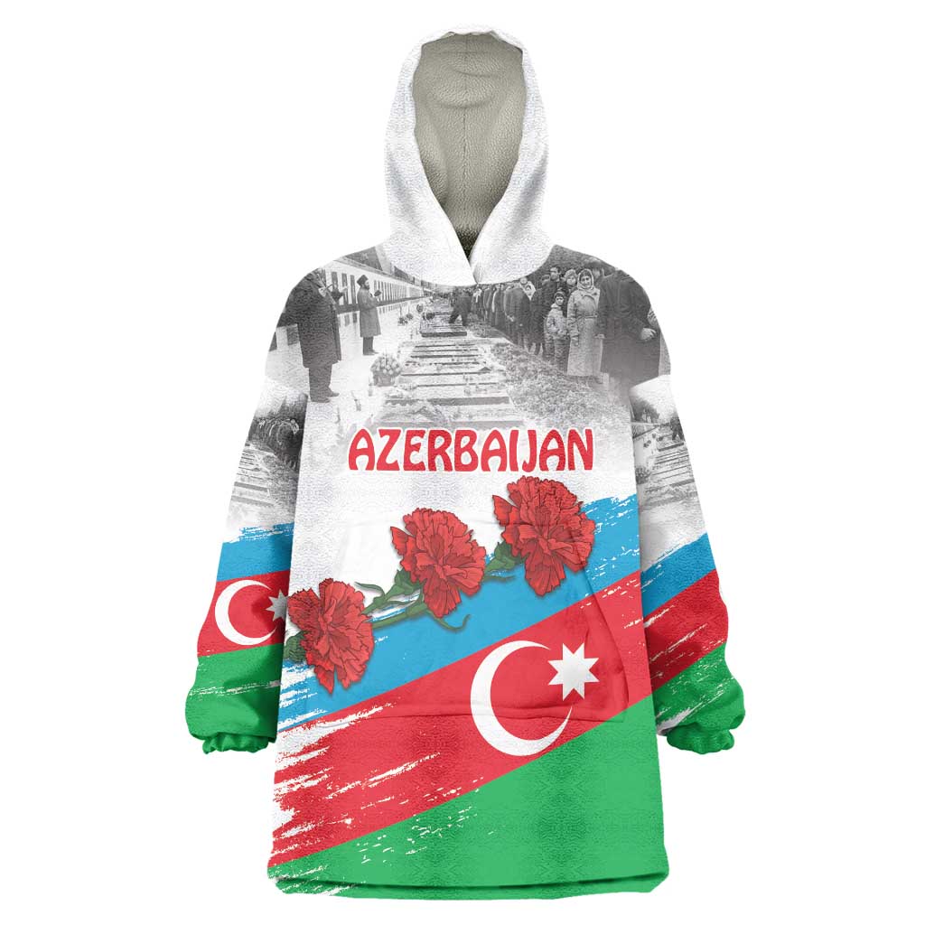 Azerbaijan Qara Yanvar Wearable Blanket Hoodie with Flag Style