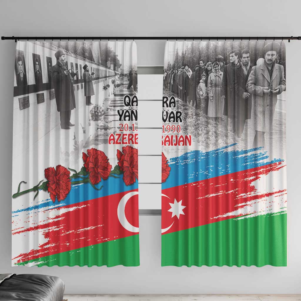 Azerbaijan Qara Yanvar Window Curtain with Flag Style - Wonder Print Shop