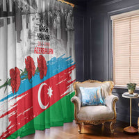 Azerbaijan flag window curtain panel with crescent and star, red blue green stripes