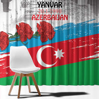 Azerbaijan-themed curtain with large crescent and star on red, blue, green stripes