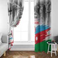 Azerbaijan flag-style window curtain with crescent and star, red blue green coloring