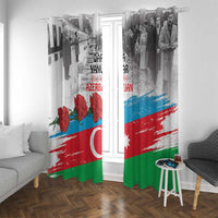 Azerbaijan flag window curtain set with red blue green stripes and crescent star emblem