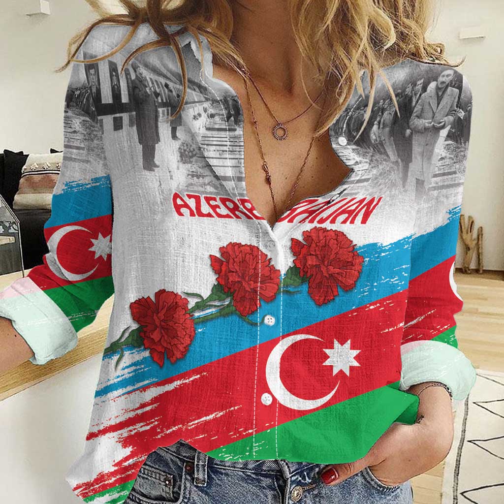 Azerbaijan Qara Yanvar Women Casual Shirt with Flag Style