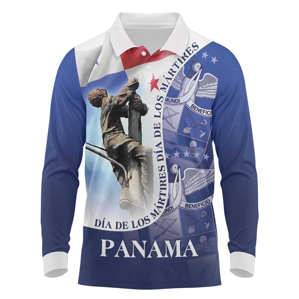 Panama Dia de los Martires Long Sleeve Polo Shirt Panama Martyrs' Day Raises Flag