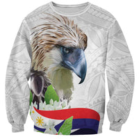 Unisex light gray sweatshirt with large eagle graphic and Philippine flag print