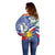 Philippines Flag Off Shoulder Sweater Sampaguita Jasmine with Polynesian Tribal