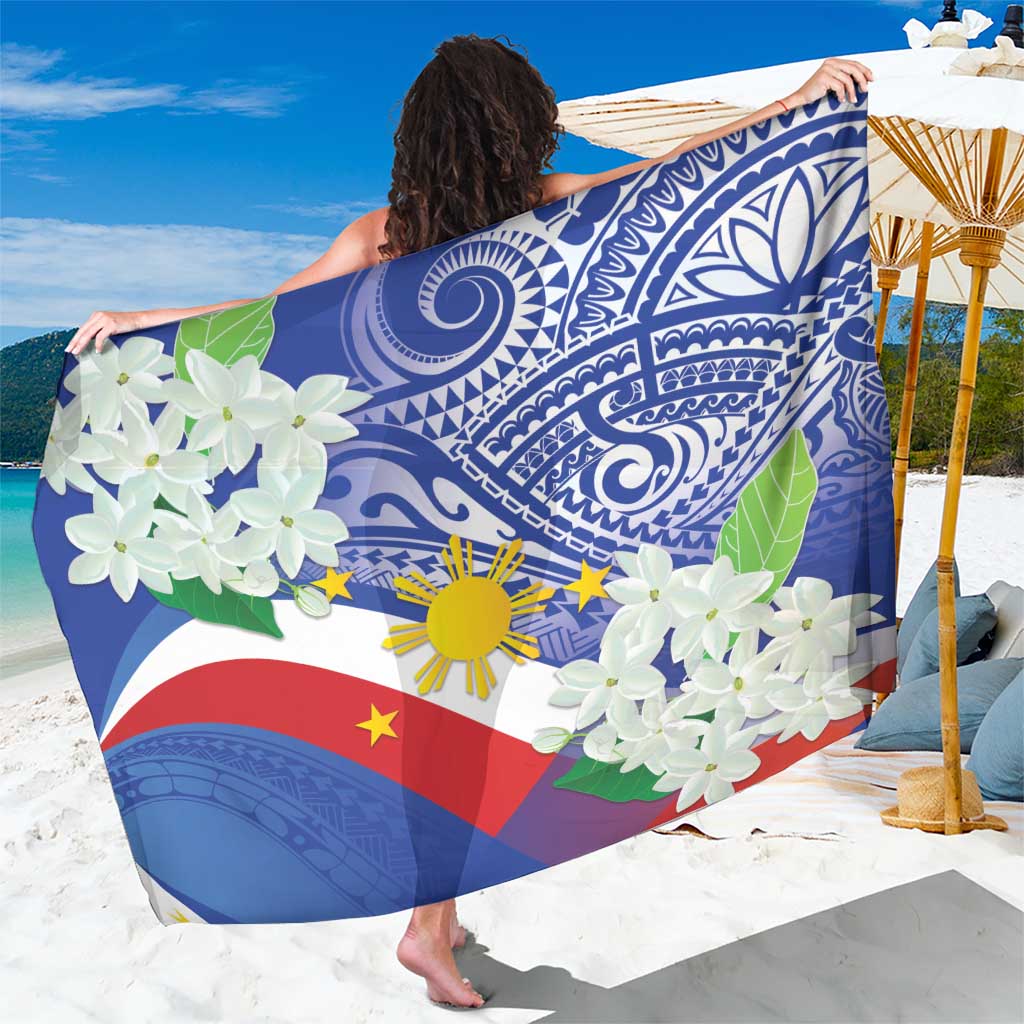 Philippines Flag Sarong Sampaguita Jasmine with Polynesian Tribal