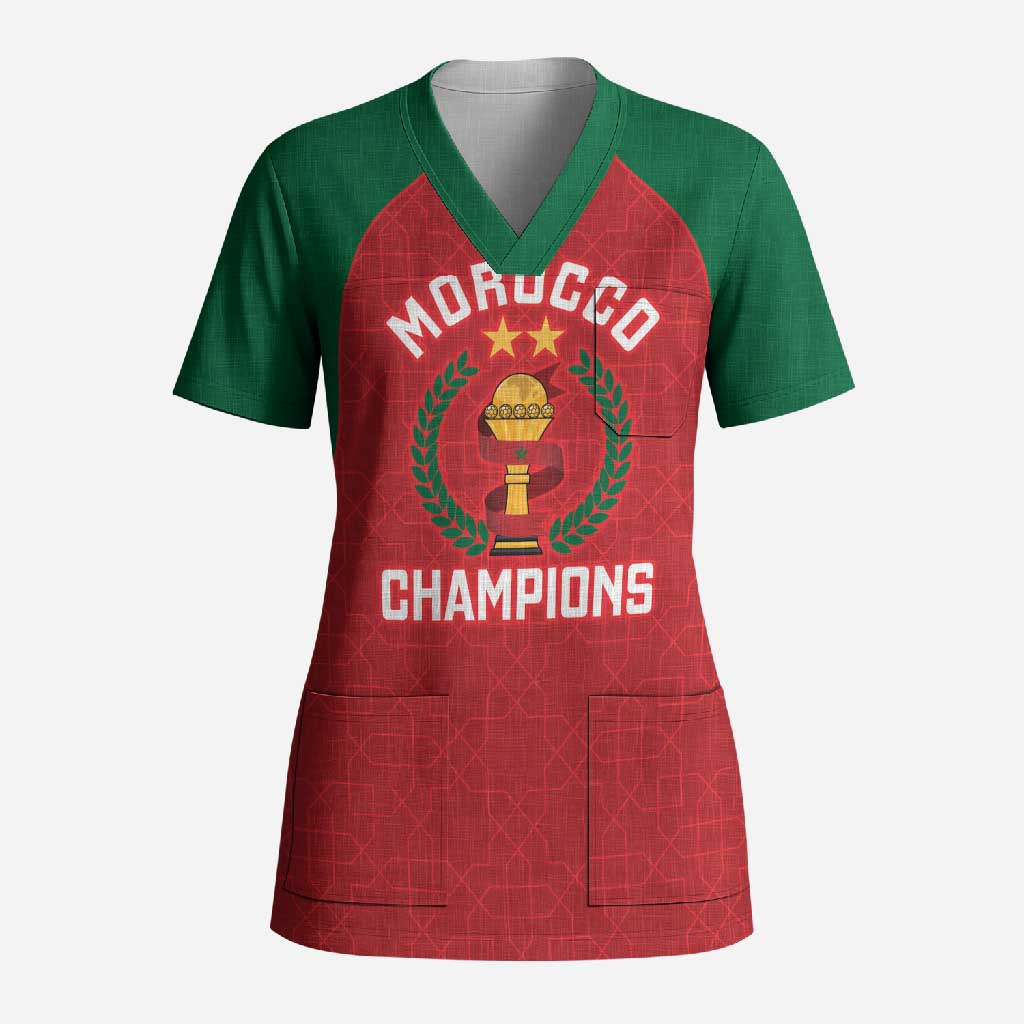 Custom Morocco Atlas Lions Scrub Top African Football Champions 2025