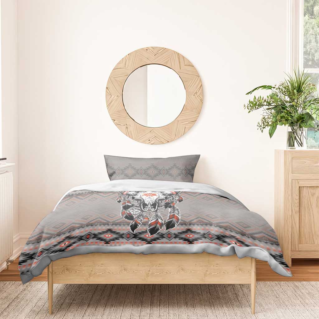 Native American Buffalo Skull Bedding Set with Dream Catchers Feathers