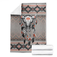 Native American Buffalo Skull Blanket with Dream Catchers Feathers