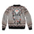 Native American Buffalo Skull Bomber Jacket with Dream Catchers Feathers