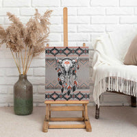 Native American Buffalo Skull Canvas Wall Art with Dream Catchers Feathers