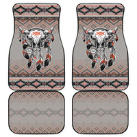 Car floor mat set, gray panels with buffalo skull and feather dreamcatcher motifs