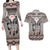 Native American Buffalo Skull Couples Matching Long Sleeve Bodycon Dress and Hawaiian Shirt with Dream Catchers Feathers