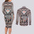 Native American Buffalo Skull Couples Matching Long Sleeve Bodycon Dress and Long Sleeve Button Shirt with Dream Catchers Feathers