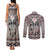 Native American Buffalo Skull Couples Matching Tank Maxi Dress and Long Sleeve Button Shirt with Dream Catchers Feathers