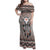 Native American Buffalo Skull Family Matching Off Shoulder Maxi Dress and Hawaiian Shirt with Dream Catchers Feathers