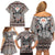 Native American Buffalo Skull Family Matching Off Shoulder Short Dress and Hawaiian Shirt with Dream Catchers Feathers